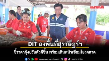 DITลงพื้นที่สุราษฎร์ฯ ชี้ราคากุ้งปรับตัวดีขึ้น พร้อมเดินหน้าเชื่อมโยงตลาด