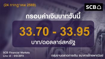 ค่าเงินบาทประจำวันที่ 24 กรกฎาคม 2569