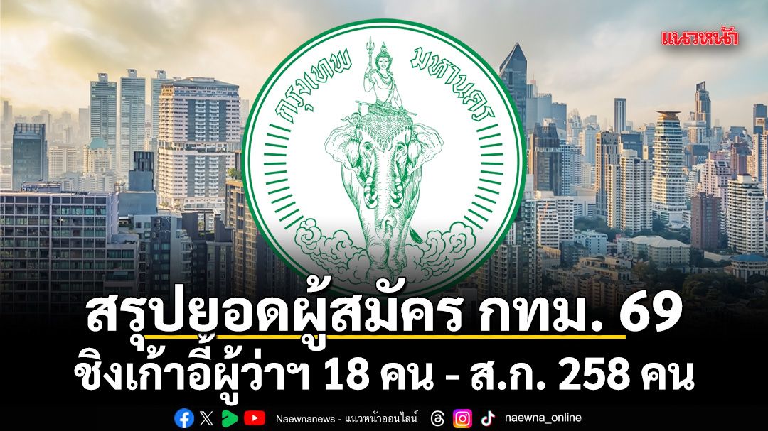 สรุปยอดผู้สมัคร กทม. 69 ชิงเก้าอี้ผู้ว่าฯ 18 คน - ส.ก. 258 คน