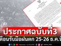 กรมอุตุฯ ประกาศฉบับที่ 3 \'พายุดีเปรสชัน\'จ่อขึ้นฝั่งเวียดนาม เตือนรับมือฝนตก 25-26 ธ.ค.