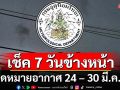 มาแล้ว! ‘กรมอุตุนิยมวิทยา’คาดหมายอากาศ 7 วันข้างหน้า ตั้งแต่ 24-30 มี.ค.68