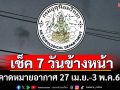 มาแล้ว! กรมอุตุฯคาดหมายอากาศ 7 วันข้างหน้า ตั้งแต่ 27 เม.ย.-3 พ.ค.68