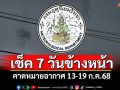 มาแล้ว! กรมอุตุฯคาดหมายอากาศ 7 วันข้างหน้า ตั้งแต่ 13-19 ก.ค.68