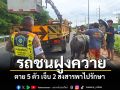 ไฟริมทางมืด! รถยนต์พุ่งชนควายบนถนน ตาย 5 ตัว เจ็บ 2 ตัว