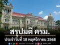 สรุปมติคณะรัฐมนตรี (ครม.) ประจำวันที่ 18 พฤศจิกายน 2568