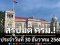 สรุปมติคณะรัฐมนตรี (ครม.) ประจำวันที่ 30 ธันวาคม 2568