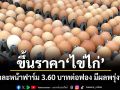 ขึ้นราคาไข่ไก่ คละหน้าฟาร์ม 3.60 บาทต่อฟอง มีผลพรุ่งนี้