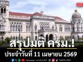 สรุปมติคณะรัฐมนตรี (ครม.) ประจำวันที่ 11 เมษายน 2569