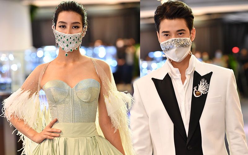 ‘โอ้-มิ้นต์’ ควงคู่ใส่หน้ากากอนามัยเพชร มูลค่ากว่า 100 ล้านบาท