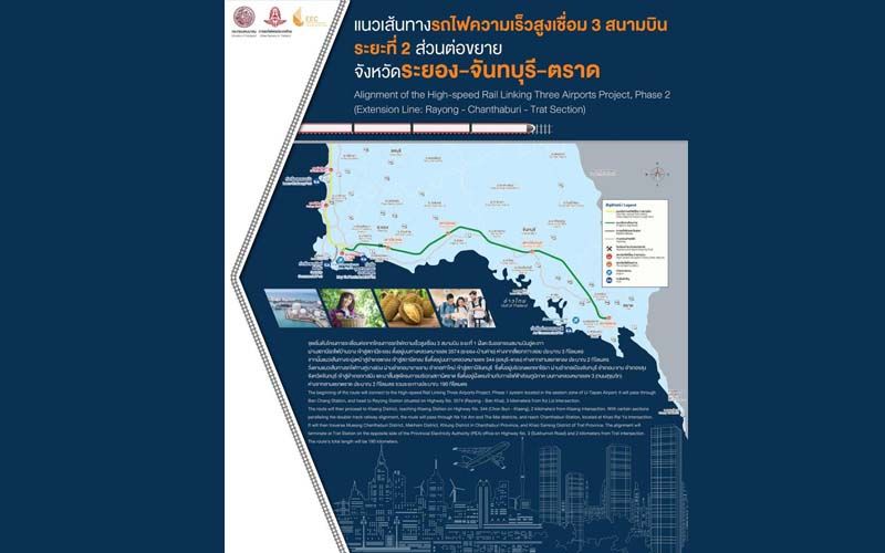 ดันรถไฟ3สนามบินเฟส2  ‘ระยอง-จันทบุรี-ตราด’สร้างปี’67