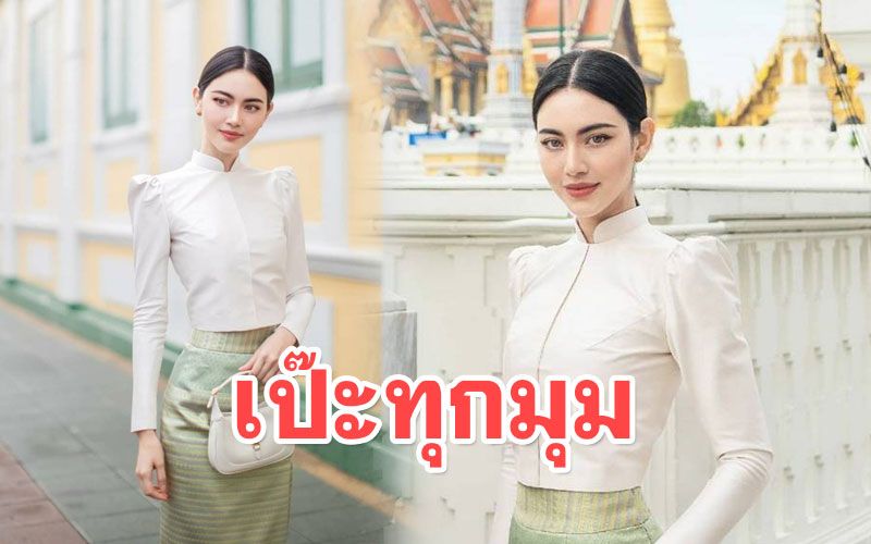 สวยละมุน! 'ใหม่ ดาวิกา'สวมชุดไทยทำบุญวันเกิดคุณแม่