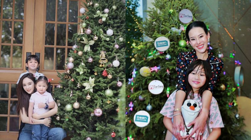 คุณแม่ซุปตาร์'หนิง-เป้ย-ใบเตย'พร้อมลูกร่วมสัมผัส'ต้นคริสต์มาสจริง'ต้นสนสด จากแคนนาดา