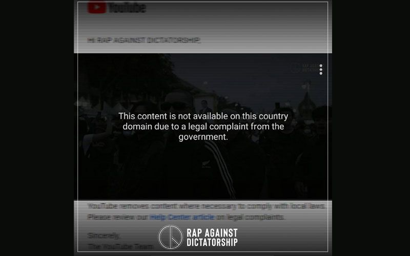 เพลง'ปฏิรูป'ของ Rap Against Dictatorship ถูกบล็อกบน YouTube  ตามใบสั่งรัฐบาล