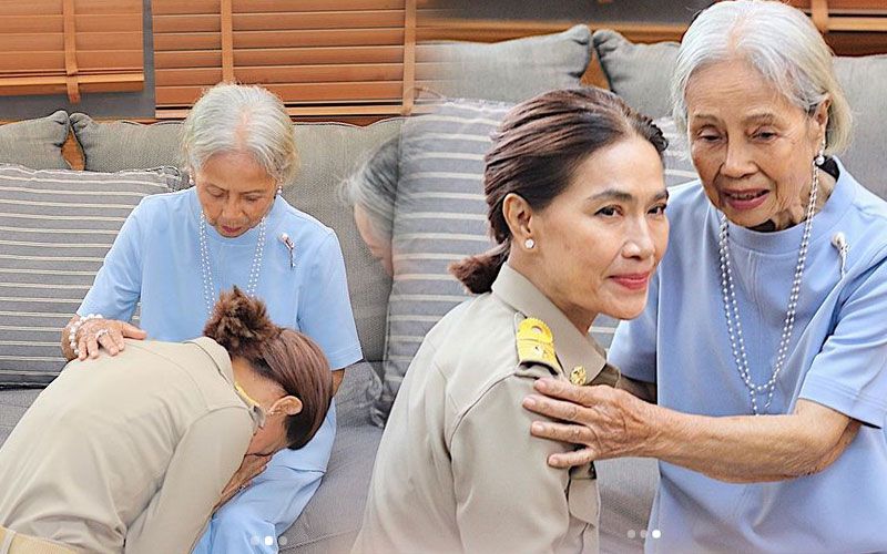 'ตู่ นันทิดา'สวมชุดกากีกราบขอพรคุณแม่ หลังได้เป็นนายกอบจ.หญิง