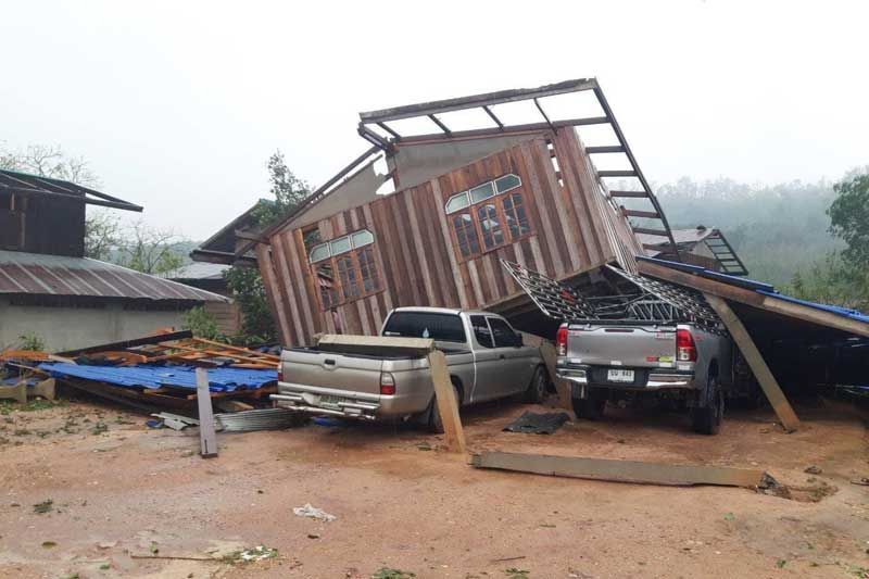 พายุกระหน่ำ‘น่าน’ บ้านเรือน-วัดพังเสียหายหลายพื้นที่