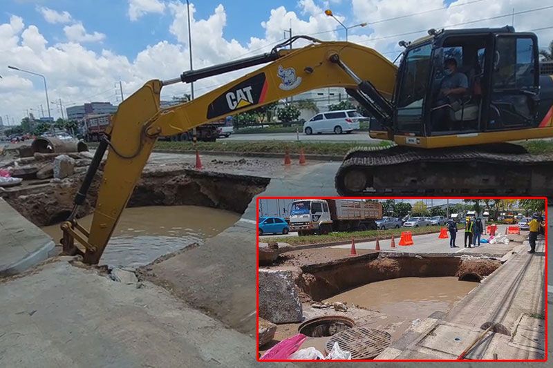 ทางหลวงรุดซ่อม! ถ.มิตรภาพยุบตัว คาดท่อประปารั่ว เซาะถนนเป็นโพรงใหญ่
