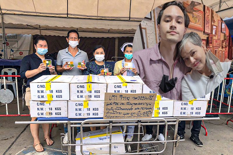'เก้า จิรายุ -แม่ก้อย' จัดขนมพร้อมอาหารยังชีพ ส่งโรงพยาบาลบางละมุง ผู้เดือดร้อนโควิด ณ พัทยา