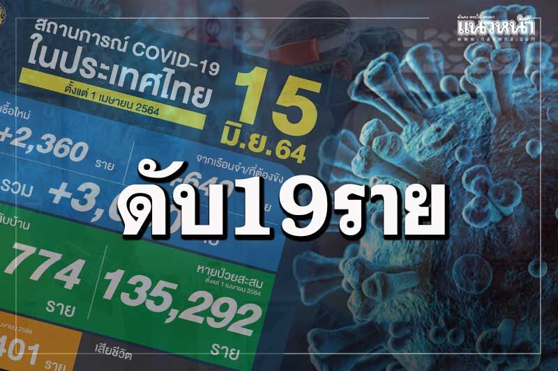 ‘โควิด’คร่าอีก 19 ชีวิต ติดเชื้อ 3,000 ราย หายป่วย 4,774 ราย