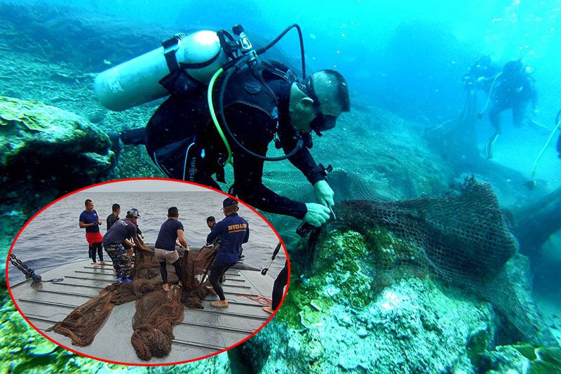ศรชล.2เร่งรื้อซากอวนเกาะโลซิน ขยายผลหาเรือประมงมักง่าย ตัดอวนปกคลุมปะการัง