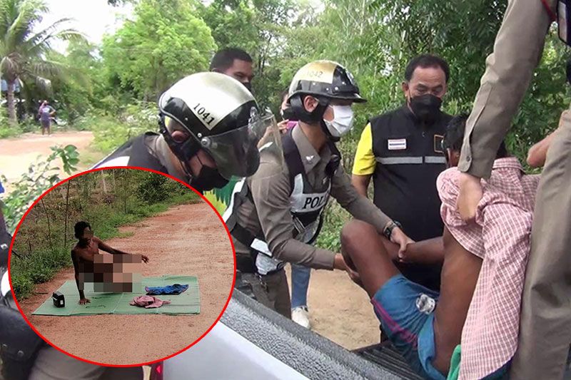 ชายป่วยจิตเวชคลุ้มคลั่ง! นอนแก้ผ้ากลางถนน ชาวบ้านผวาวอนพาส่งรักษา