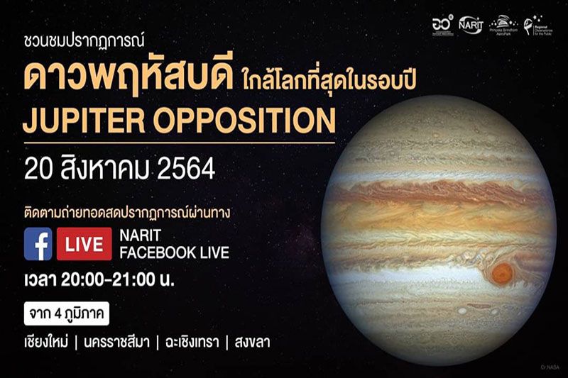 20 สิงหานี้ ชวนชม'ดาวพฤหัสบดีใกล้โลกที่สุดในรอบปี'