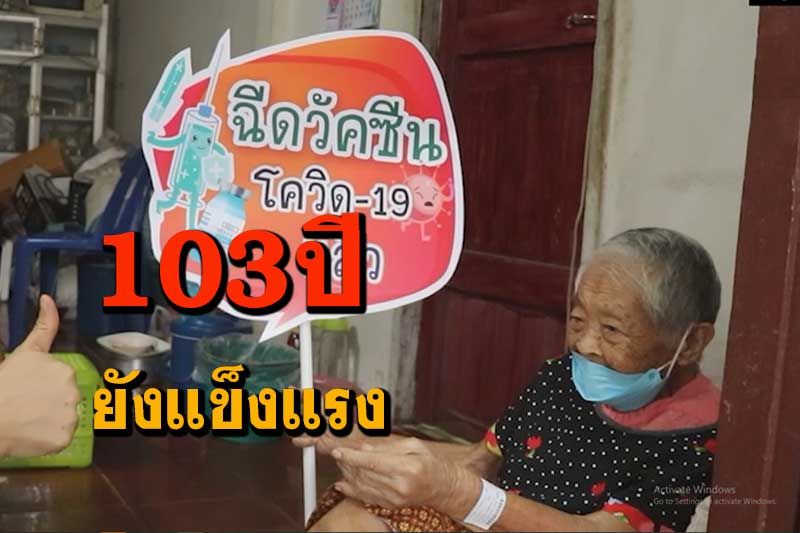 ยายทวด 103 ปียังแข็งแรงขอถือป้ายฉีดวัคซีนโควิดแล้วโปรโมทให้คนทั้งประเทศตื่นตัว