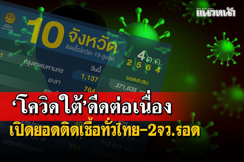 เช็คที่นี่!ยอดติดเชื้อทั่วไทย-10อันดับสูงสุด ‘ใต้’ยังดีดแรง 5 จว.ติดท็อปเท็น