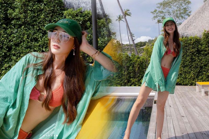 เซ็กซี่เบาๆ! 'บัว นลินทิพย์'สลัดลุคสาวหวาน อวดหุ่นในชุดบิกินี่