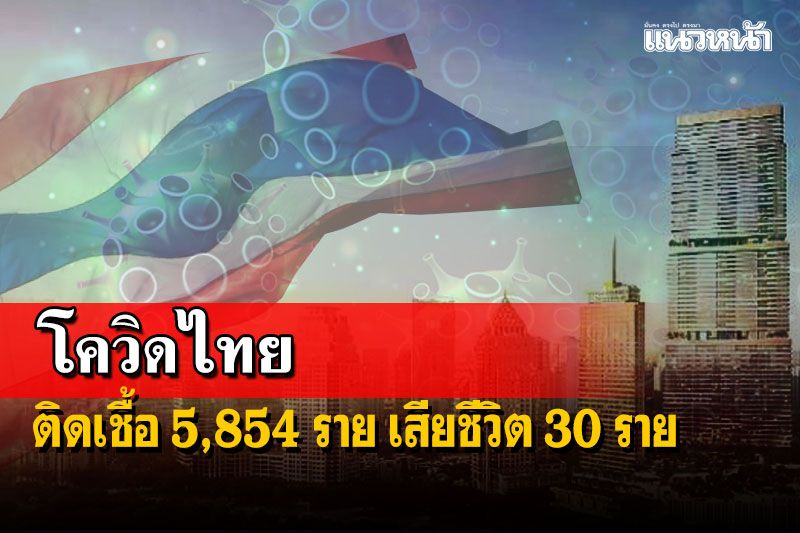 ‘โควิดไทย’ติดเชื้อ 5,854 ราย หายป่วย 6,354 ราย เสียชีวิต 30 ราย