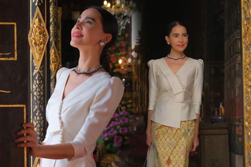 สวยไม่สร่าง! 'มาช่า วัฒนพานิช'สวมผ้าไทยทำบุญในวัย 51 ปี