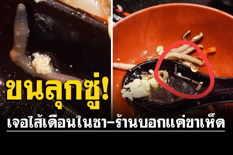 ไม่กล้ากินต่อ! ลูกค้าอึ้งเจอไส้เดือนในชาบู ร้านบอกแค่ขาเห็ด