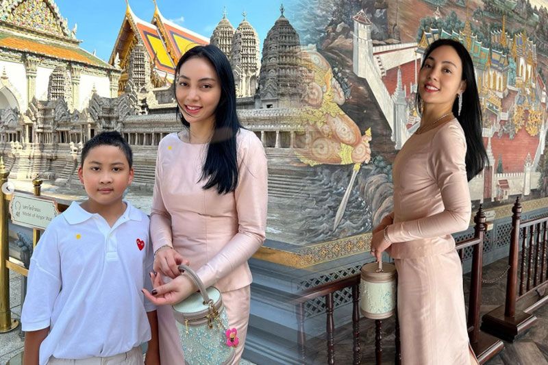 มงคลชีวิต! 'ตั๊ก บงกช'จูงมือลูกชาย ทำบุญวัดพระแก้วรับปีใหม่