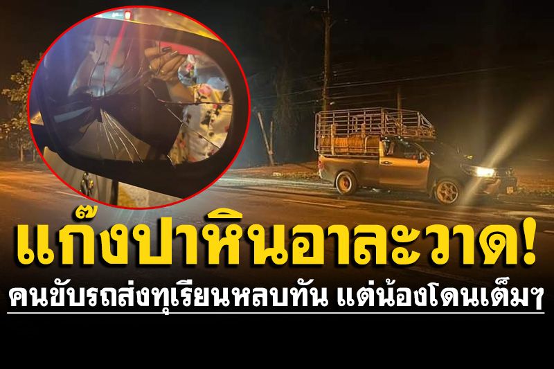 แก๊งปาหินอาละวาดชุมพร! คนขับรถส่งทุเรียนหลบทัน แต่รถน้องชายโดนฟาดด้วยไม้เต็มๆ