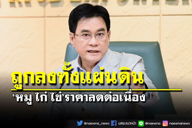 จุรินทร์โวถูกลงทั้งแผ่นดิน ‘หมู-ไก่-ไข่’ราคาลด ดันประกันรายได้ปาล์มปี 4 เข้า ครม.