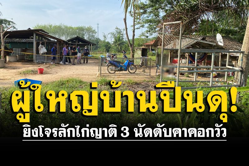 ผู้ใหญ่บ้านปืนดุ ยิงโจรลักไก่ญาติ 3 นัดดับคาที่ อ้างคนร้ายจะใช้มีดพร้าไล่ฟัน