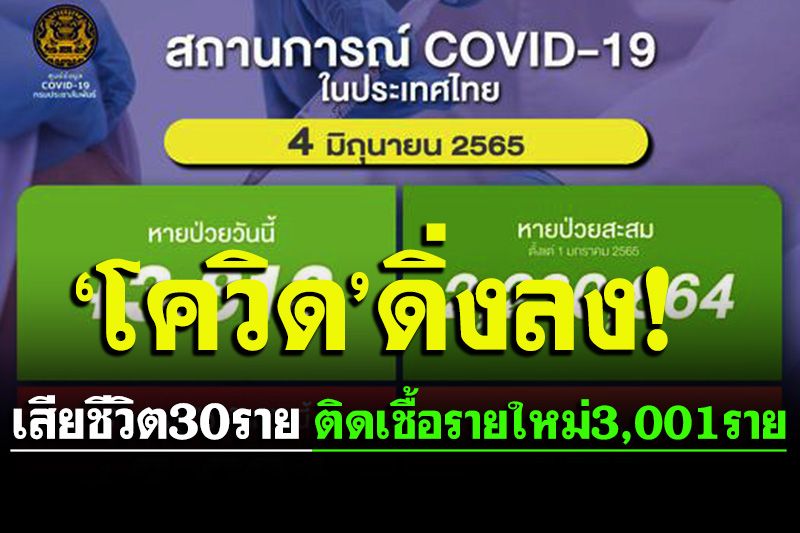 ‘โควิด’ เด้งรับสู่โรคประจำถิ่น!เสียชีวิต30รายติดเชื้อรายใหม่3,001ราย