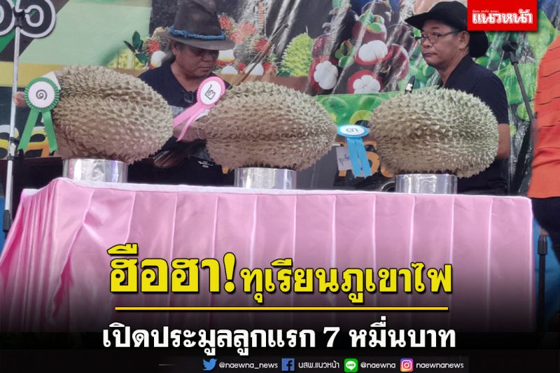 ฮือฮา!ทุเรียนภูเขาไฟในงานของดีกันทรลักษ์เปิดราคาประมูลลูกแรก 7 หมื่นบาท