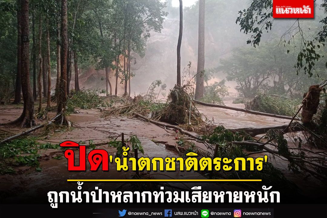 ปิด 'น้ำตกชาติตระการ' แหล่งเที่ยวชื่อดังพิษณุโลก ถูกน้ำป่าหลากท่วมเสียหายหนัก