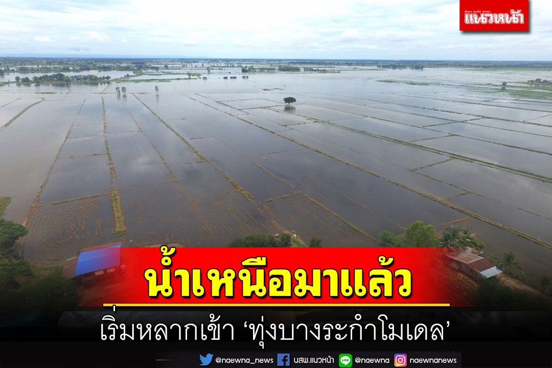 'บางระกำโมเดล' เริ่มรับน้ำเหนือหลากเข้าทุ่งแล้วกว่า 3 หมื่นไร่