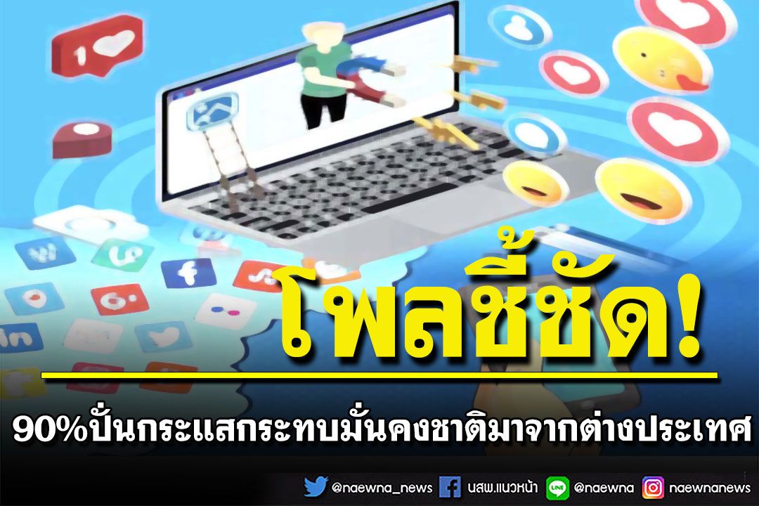 โพลชี้ชัด! มีขบวนการใช้โซเชียลฯกว่า 90% ปั่นกระแสกระทบมั่นคงชาติ มาจากต่างประเทศ