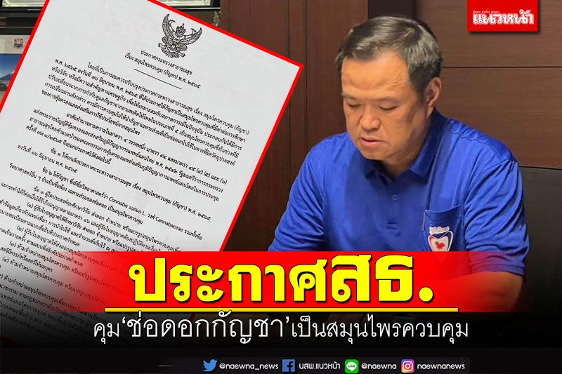 'อนุทิน'เซ็นประกาศสธ. คุม'ช่อดอกกัญชา'เป็นสมุนไพรควบคุม