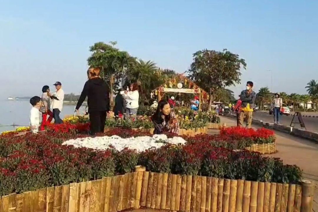 ‘กว๊านพะเยา’คึกคัก นักท่องเที่ยวแห่รับลมชมดอกไม้สวย