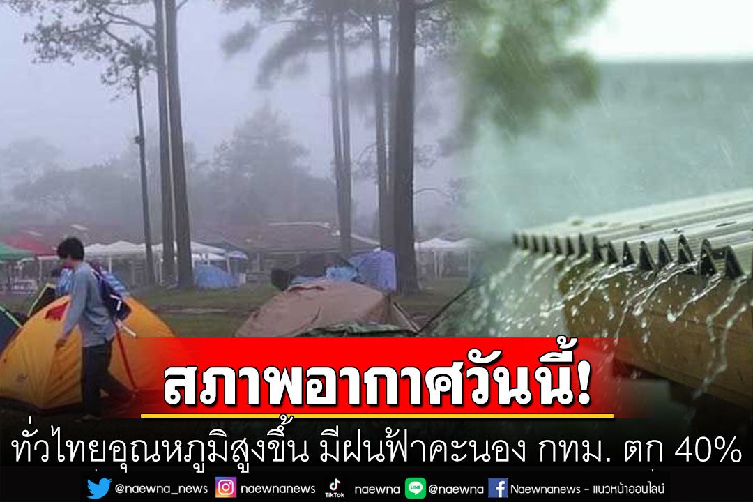 'เหนือ-อีสาน'อากาศยังเย็น  ทั่วไทยมีฝนฟ้าคะนอง กทม. ตก 40%