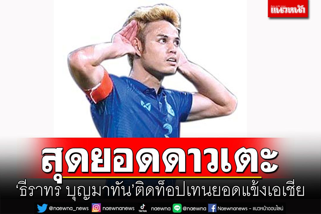 กระหึ่ม! ‘ธีราทร’ติดท็อปเทนยอดแข้งเอเชีย