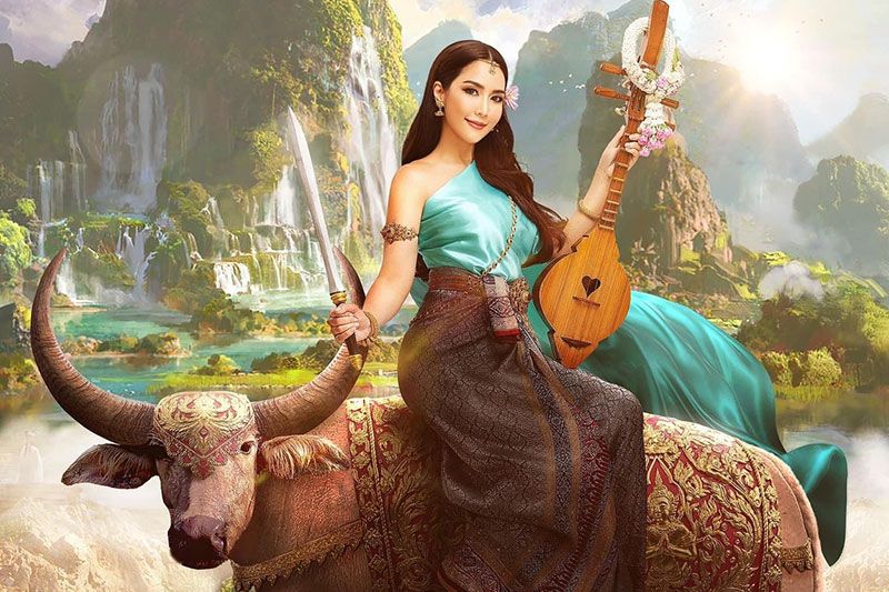 'จั๊กจั่น อคัมย์สิริ'แปลงโฉมมาในลุคนางสงกรานต์ปี 2566 สวยสง่างามเลอค่าอย่างไทย