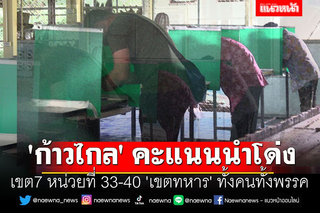 'ก้าวไกล' คะแนนนำโด่ง 'เขตทหาร' ทั้งคนทั้งพรรค