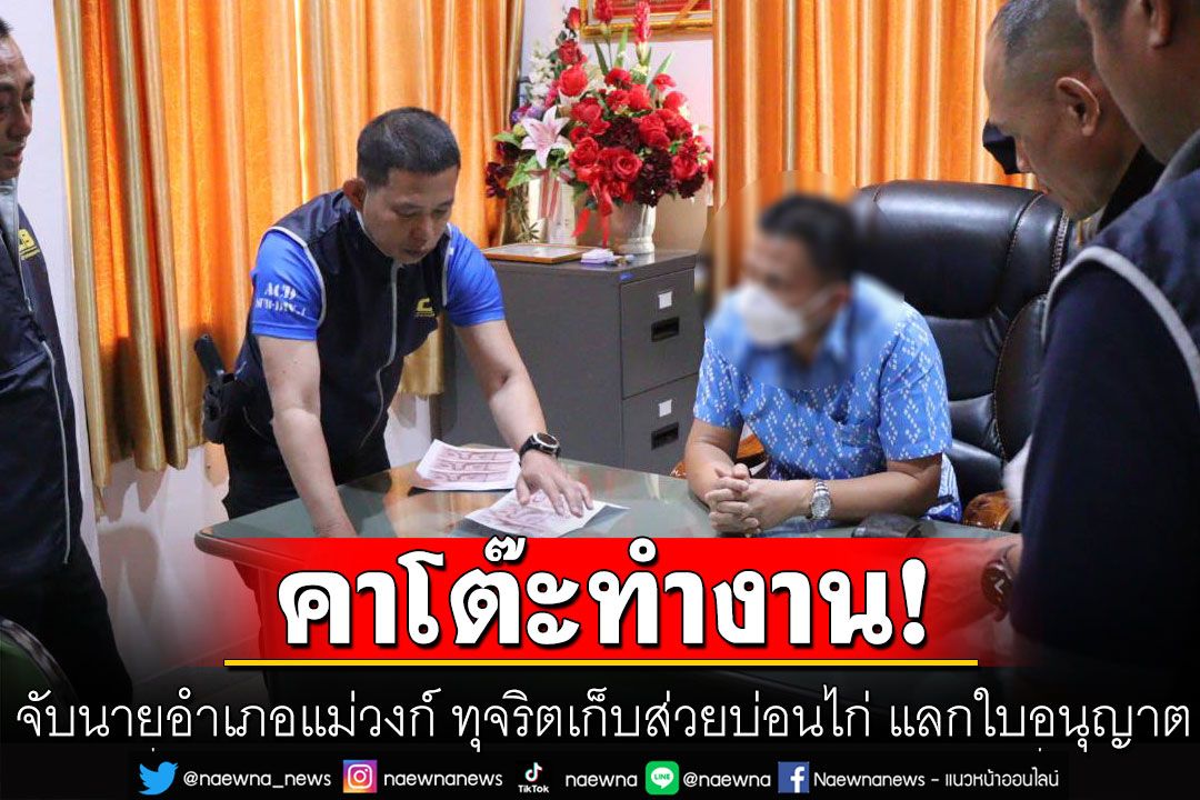 รวบนายอำเภอแม่วงก์ คาโต๊ะทำงาน ทุจริตเก็บส่วยบ่อนไก่ แลกใบอนุญาต