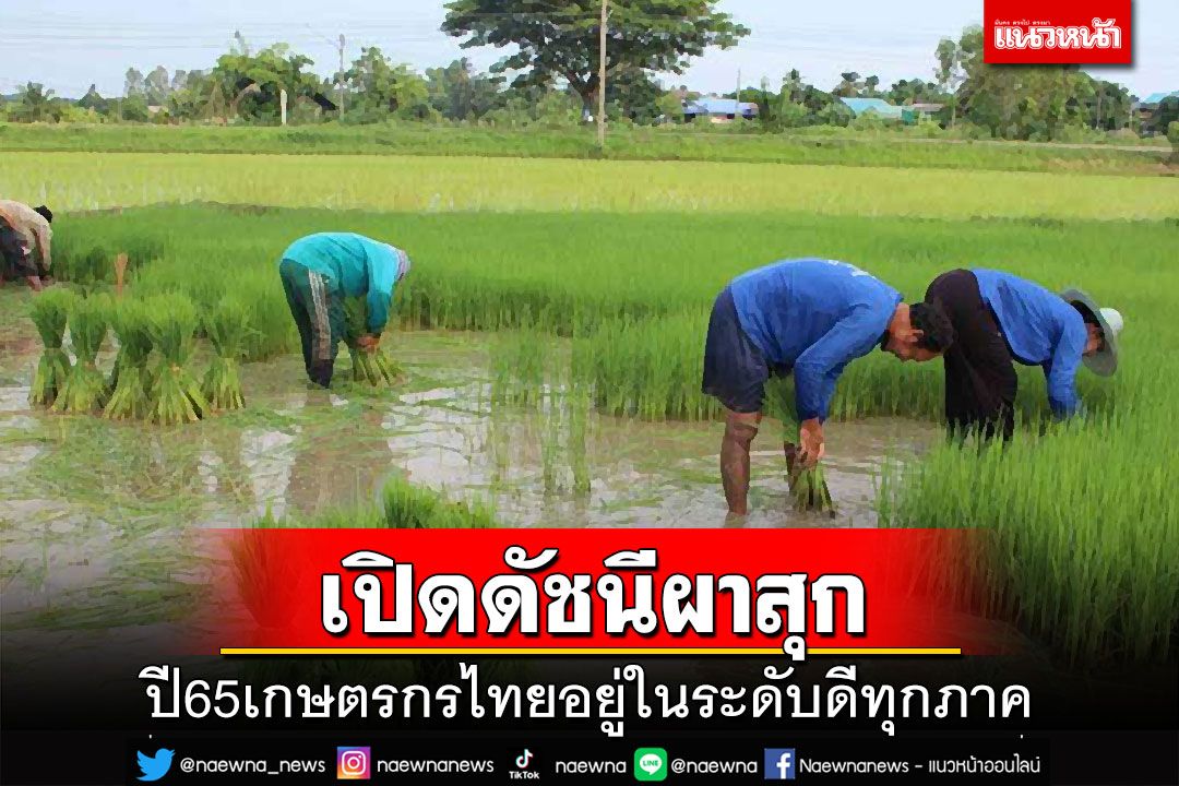 กาง‘ดัชนีความผาสุก’เกษตรกรปี65 อยู่ในระดับดีทุกภาค