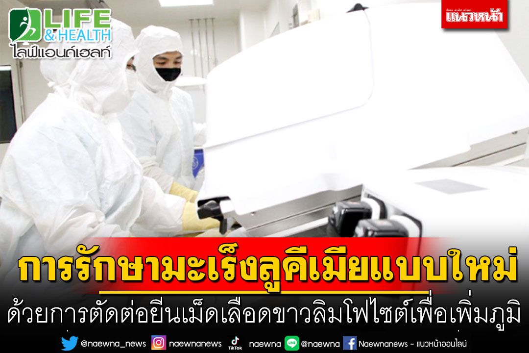 Life & Health : การรักษามะเร็งลูคีเมียแบบใหม่ด้วยการตัดต่อยีนเม็ดเลือดขาวลิมโฟไซต์เพื่อเพิ่มภูมิ