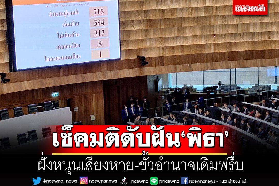 เช็คมติดับฝัน'พิธา'!! 'สว.ฝั่งหนุน-8พรรคร่วมฯ'หายไป 7 เสียง ขั้วอำนาจเดิมพรึ่บไม่แตกแถว